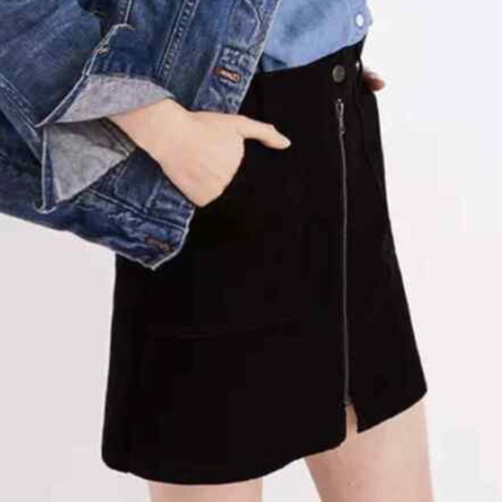 Madewell black denim mini skirt with zipper
